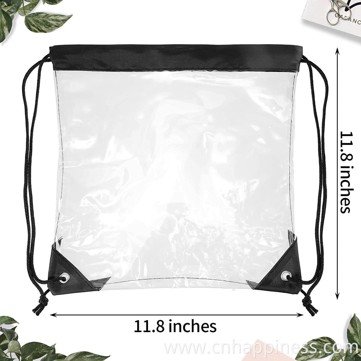 Clear PVC Bag Waterproof Travel Shoes Strong Plastic Drawstring Bag Custom logo Beach Transparent Stadium Backpack String Bag